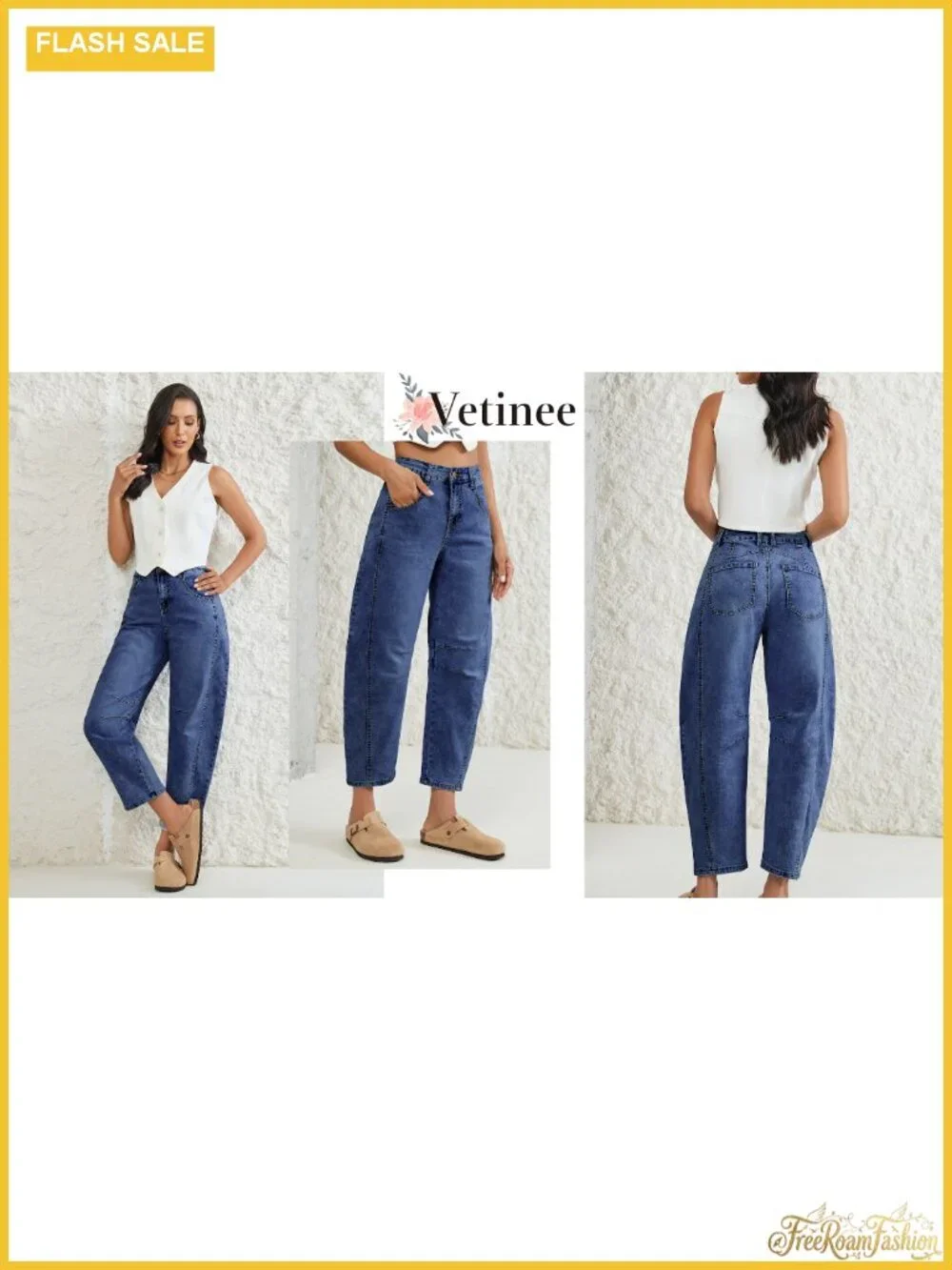 High Waisted Barrel Leg Jeans for Women Trendy Wide Leg Balloon Baggy Stretchy
